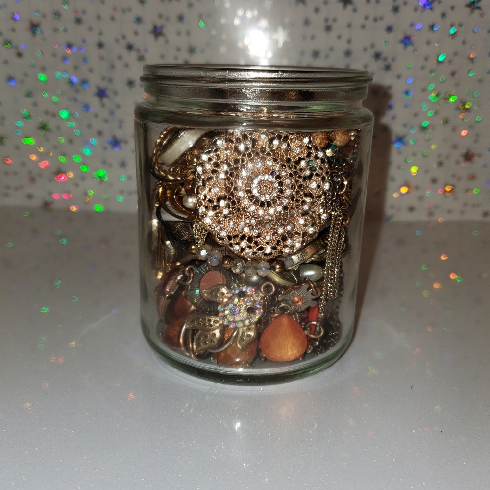 Gold Tone Jewelry Jar